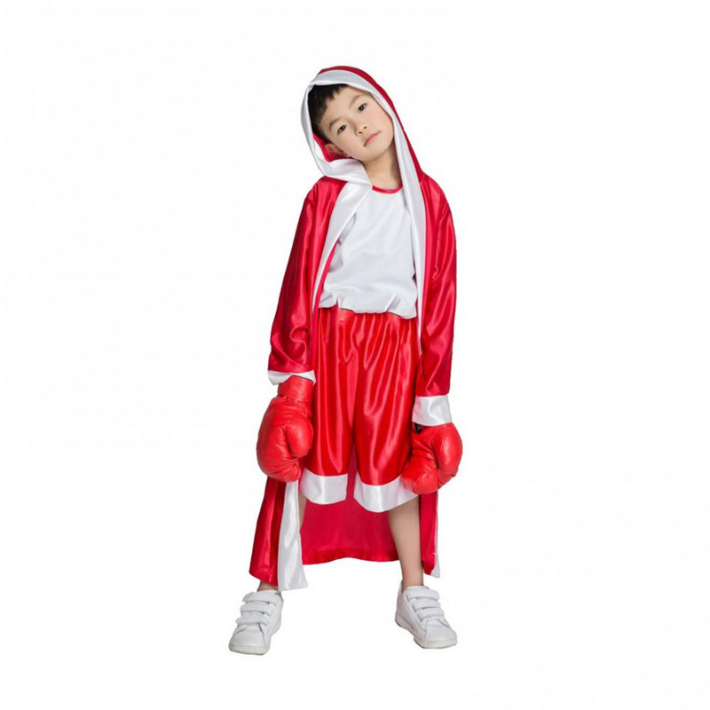 Bērni boksa halāti ar jostu garām piedurknēm brīvi cīņas mākslas Sanda Rashguard boksa apģērbi zēni meitenes bērnu uzstāšanās kostīms