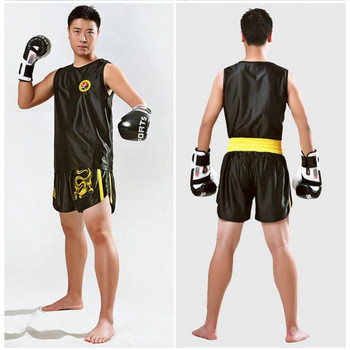 Деца Възрастни Дракон Pattern Taekwondo Boxing Muay Thai T Shirt Shorts Set Kungfu Wushu Martial Arts Sanda Rashguard Boxing Pants