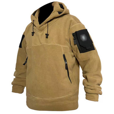 Гореща разпродажба в САЩ Мъжки зимен тактически военен пуловер с качулка от поларено руно Топли удебелени топли ветроустойчиви якета за туризъм на открито