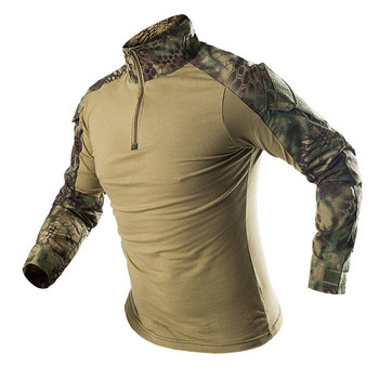 Мъжки армейски тактически военни бойни тениски с дълъг ръкав CP камуфлажни спортни тениски Къмпинг Лов Катерене Риболовно облекло