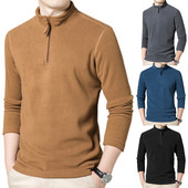 Φθινοπωρινά ανδρικά πουλόβερ πεζοπορίας Tactical Fleece 1/3 με φερμουάρ Λαιμόκοψη Ζεστό πουλόβερ Ποιότητας Ανδρικά λεπτά πλεκτά μάλλινα πουλόβερ