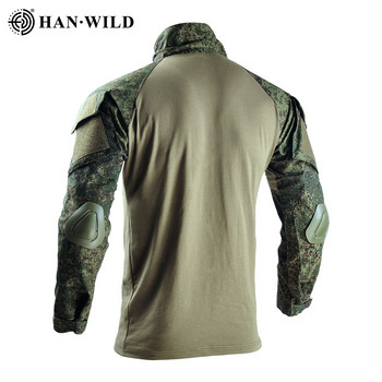 Руска армейска риза Тактически военни мъжки дрехи Бойни тениски Защитни дълги ризи+подложки Камуфляжна риза Ловно облекло за къмпинг