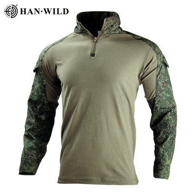 Руска армейска риза Тактически военни мъжки дрехи Бойни тениски Защитни дълги ризи+подложки Камуфляжна риза Ловно облекло за къмпинг