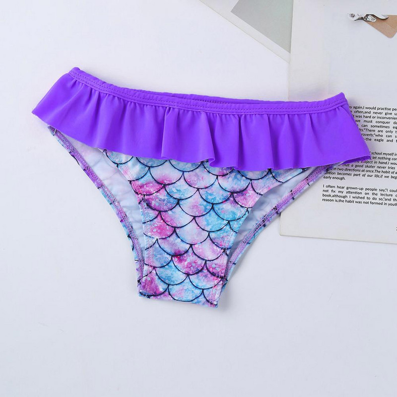 Bērnu peldkostīmi UPF 50+ peldkostīmi meitenēm Tankini ar garām piedurknēm zivju svari, apdrukāti topi ar peldēšanas apakšu Rashguard bērnu komplekti