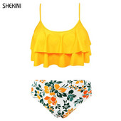 SHEKINI tüdrukud, lilledega trükitud ujumisriided, volangid, kaheosalised ujumisriided, bikiinid, armsad laste rannariided teismeliste ujumisriided