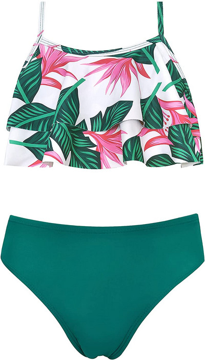 SHEKINI tüdrukud, lilledega trükitud ujumisriided, volangid, kaheosalised ujumisriided, bikiinid, armsad laste rannariided teismeliste ujumisriided