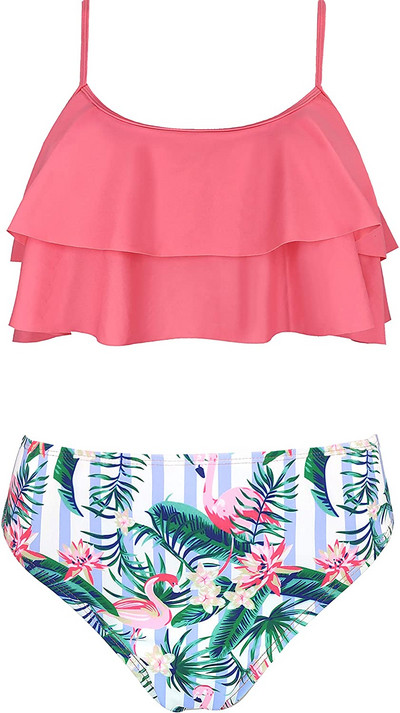 SHEKINI tüdrukud, lilledega trükitud ujumisriided, volangid, kaheosalised ujumisriided, bikiinid, armsad laste rannariided teismeliste ujumisriided