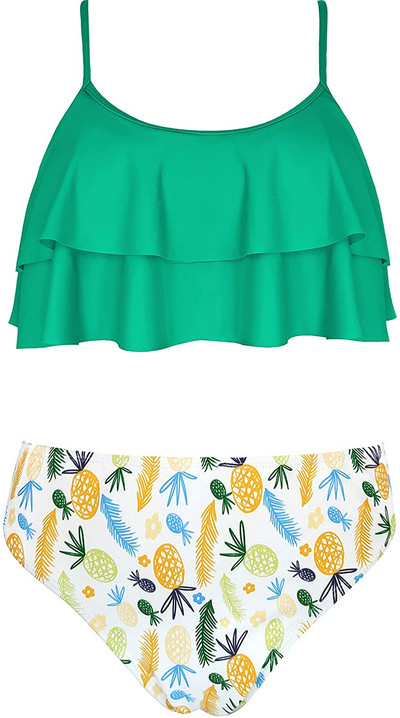 SHEKINI tüdrukud, lilledega trükitud ujumisriided, volangid, kaheosalised ujumisriided, bikiinid, armsad laste rannariided teismeliste ujumisriided