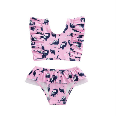 Bērni, meitenes, 2 daļ., bikini komplekts, svītra, krāsaina multfilmu apdruka, topi, šorti, peldkostīmu komplekti, vasaras mazuļu meitenes pludmales bikini komplekti