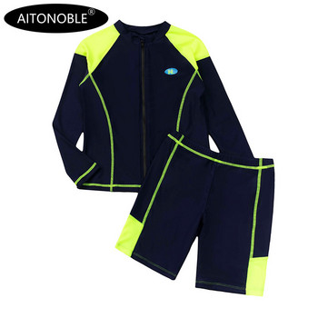 Aitonoble 2021 New Collection Kids Rash Guard Years 10-15 Boys Swimwear Teenagers Swimsuit Diving Suit Rashguard for Boys