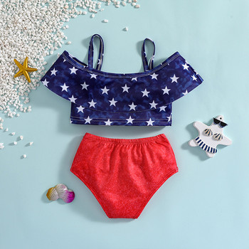 Yiiciovy Little Girl\'s Lovely Swimsuit Bikini Set Star Print Μαγιό Καλοκαιρινό Παιδικό μαγιό δύο τεμαχίων ψηλόμεσο