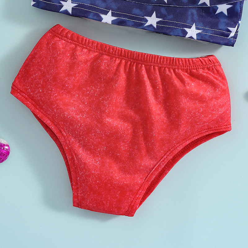 Yiiciovy mazas meitenes burvīgs peldkostīmu bikini komplekts ar zvaigznīti apdruku peldkostīmi peldkostīmi vasaras bērniem divdaļīgs peldkostīms ar augstu vidukli