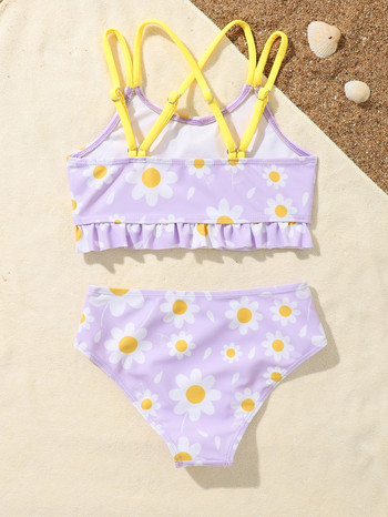 3Y-7Y Детски комплект бикини Бански костюми за момичета 2023 Летни детски плажни бански костюми