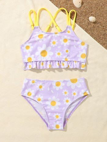 3Y-7Y Детски комплект бикини Бански костюми за момичета 2023 Летни детски плажни бански костюми