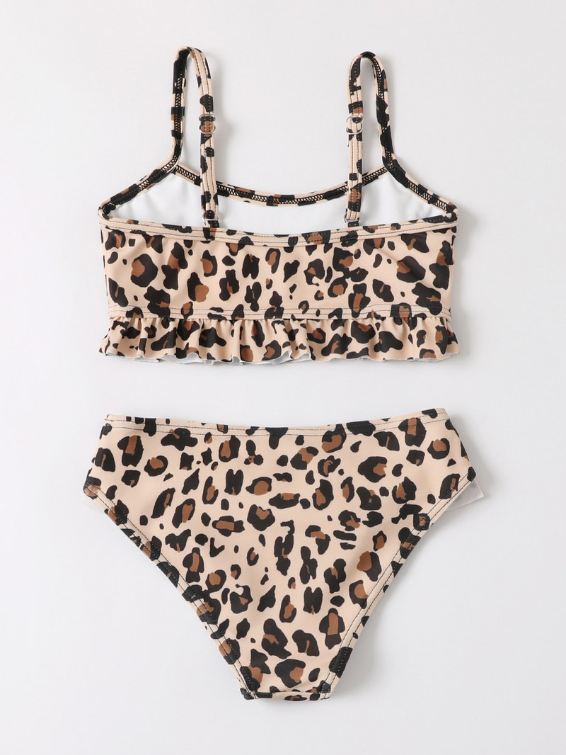 4-7Y Leopard mazuļu pelddrēbju komplekts Vasaras bērnu meiteņu bikini komplekts peldkostīmi peldkostīms peldkostīms