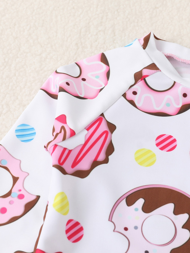 Meiteņu apdrukas peldkostīms ar garām piedurknēm Baby Beach UV apģērbs bērniem saules aizsardzības peldkostīmi un sērfošanas tērpi, divi gabali2044