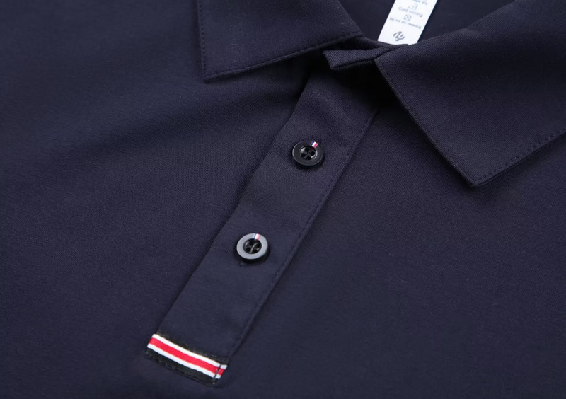 Nauji vasariniai kvėpuojantys polo marškinėliai Prabangūs vyriški medvilniniai siuvinėti verslo trumpomis rankovėmis POLO marškiniai vienspalviai atvartas Vyriški kasdieniai