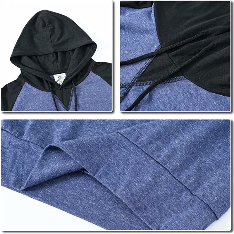 Vyriškas Slim Fit lengvas ilgomis rankovėmis marškinėlių gobtuvas