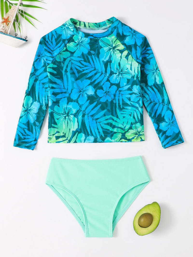 Új 2023-as Gyermek homokos fürdőruha Hosszú ujjú napvédő szörfözés strandfürdőruha lányoknak nyári bikini Lovely fürdőruha S2035