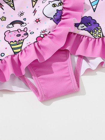 2023 Girl Love Pink Cute Unicorn бански костюм Деца Sand Surfing бикини Летен костюм без ръкави 2067