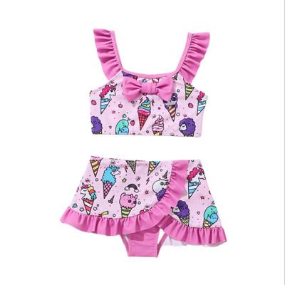 2023 Girl Love Rózsaszín Aranyos Unikornis fürdőruha Gyermek Homok Szörf bikini Nyári Ujjatlan öltöny 2067