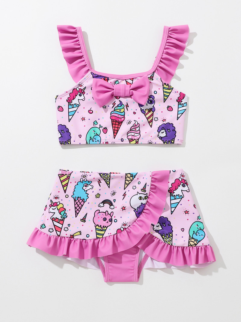 2023 Girl Love Rózsaszín Aranyos Unikornis fürdőruha Gyermek Homok Szörf bikini Nyári Ujjatlan öltöny 2067