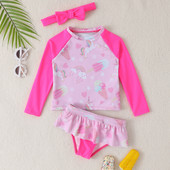 2023 Παιδικό μαγιό μονόκερος με μακρυμάνικο αντηλιακό μαγιό για κορίτσια Μπικίνι Lovely Swimwear S2036