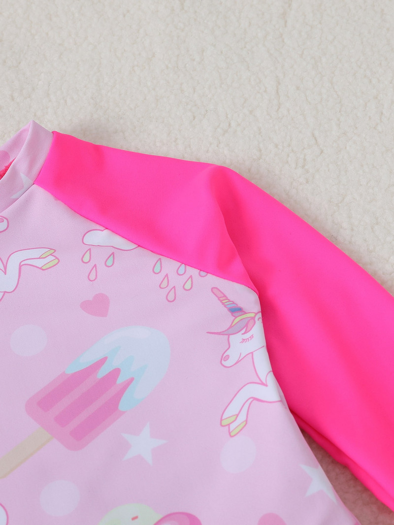 2023 Παιδικό μαγιό μονόκερος με μακρυμάνικο αντηλιακό μαγιό για κορίτσια Μπικίνι Lovely Swimwear S2036