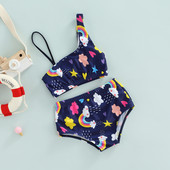 2023. gada vasaras bikini, jauki, mazas meitenes peldkostīmi, bērni ar varavīksnes apdruku, bezpiedurkņu bikini komplekti, peldkostīmi maziem bērniem