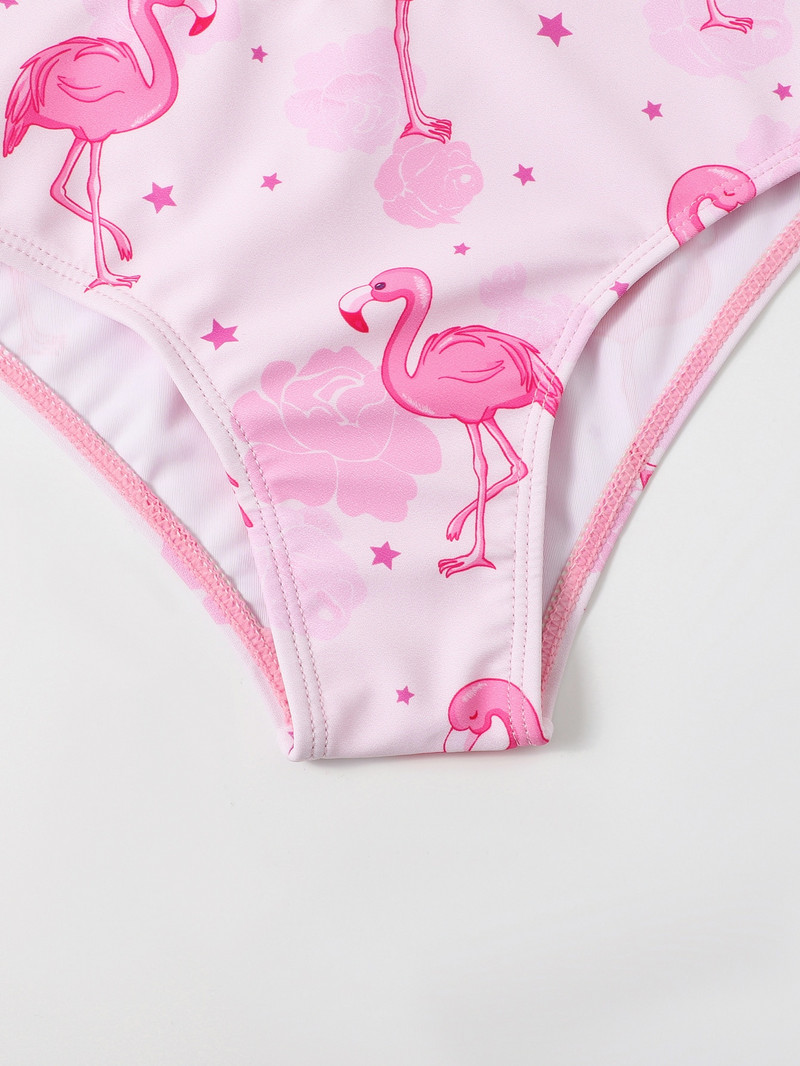 4-7Y Flamingo print Kétrészes lány fürdőruha 2023 Kiváló minőségű gyermek fürdőruha homokos bikini szett 2054