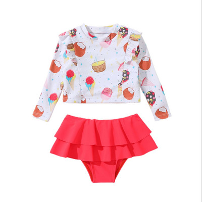 9 hónaptól 3 éves korig nyári gyerek lányok fürdőruha, hosszú ujjú, nyomott Rashguard felsők, alsó fürdőruha, bikini2057