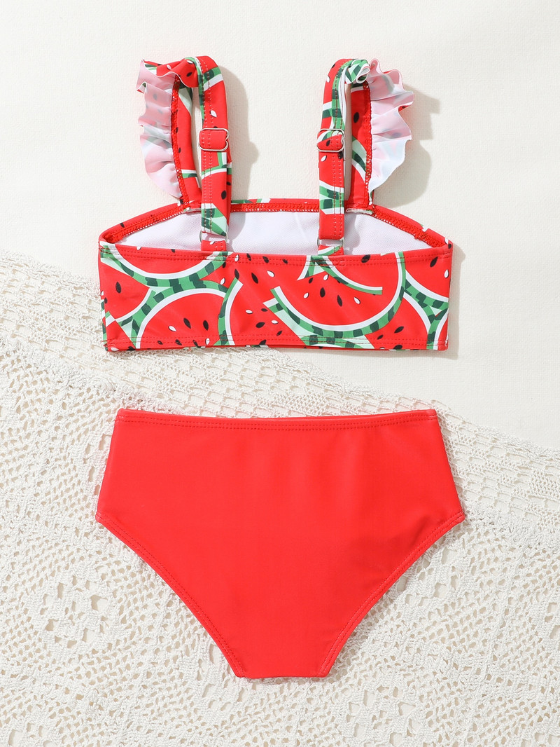 0-7 G Bikini komplekts, meiteņu peldkostīmi, 2023. gada vasaras peldkostīms ar arbūza apdruku, bērnu pludmales apģērbs, bērnu peldkostīms S1012