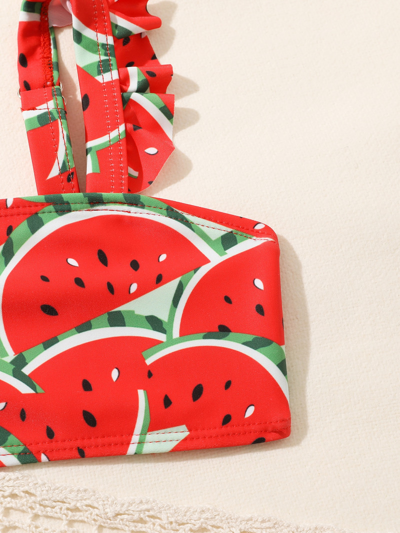 0-7 G Bikini komplekts, meiteņu peldkostīmi, 2023. gada vasaras peldkostīms ar arbūza apdruku, bērnu pludmales apģērbs, bērnu peldkostīms S1012