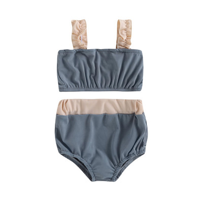 Yiiciovy jauks peldkostīmu bikini komplekts zīdainim 2gab peldkostīmi vasaras kontrasta krāsā bezpiedurkņu topi + pludmales peldšorti