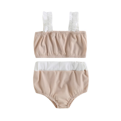 Yiiciovy jauks peldkostīmu bikini komplekts zīdainim 2gab peldkostīmi vasaras kontrasta krāsā bezpiedurkņu topi + pludmales peldšorti