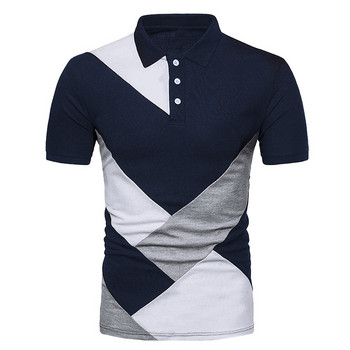 Пролет Лято Нова мъжка тениска POLO с къси ръкави и шевове за бягане Спорт Ежедневна модна тениска Мъжко облекло Streetwear