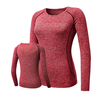 Sieviešu sporta krekls Quick Dry Fitness T-krekls Kompresijas treniņš Joga Apģērbi Garām piedurknēm Zeķubikses Skriešanas sporta zāle Topi Blūzes Krekli