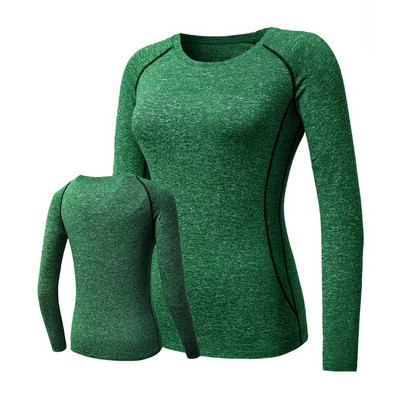 Sieviešu sporta krekls Quick Dry Fitness T-krekls Kompresijas treniņš Joga Apģērbi Garām piedurknēm Zeķubikses Skriešanas sporta zāle Topi Blūzes Krekli