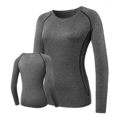 Sieviešu sporta krekls Quick Dry Fitness T-krekls Kompresijas treniņš Joga Apģērbi Garām piedurknēm Zeķubikses Skriešanas sporta zāle Topi Blūzes Krekli