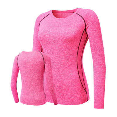 Sieviešu sporta krekls Quick Dry Fitness T-krekls Kompresijas treniņš Joga Apģērbi Garām piedurknēm Zeķubikses Skriešanas sporta zāle Topi Blūzes Krekli