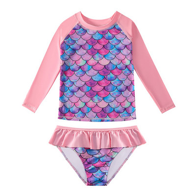 2023 Κοριτσίστικο μαγιό γοργόνας μακρυμάνικο παιδικό μπικίνι για κορίτσι 3d Printing Anti-UV Beach Wear Αντηλιακό beachwear Swimming