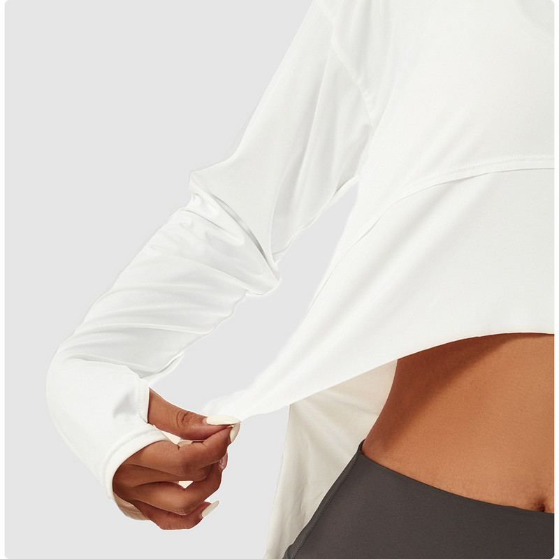 Női sport felsők edzés Crop pulóver, hosszú ujjú, magas elasztikus sport kerékpározás, futás edzés, laza fitnesz sportblúz