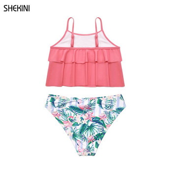 SHEKINI Girls Flora Printing Ruffle Flounced Μαγιό Cute Kids Sport Μαγιό 2 τεμαχίων Μπικίνι Μαγιό παραλίας