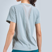 Vnazvnasi sieviešu sporta īsām piedurknēm ātri nožūst treniņu T-krekls, 80 neilona 20 spandekss ar šifona locītavu, elpojoši un brīvi krekli