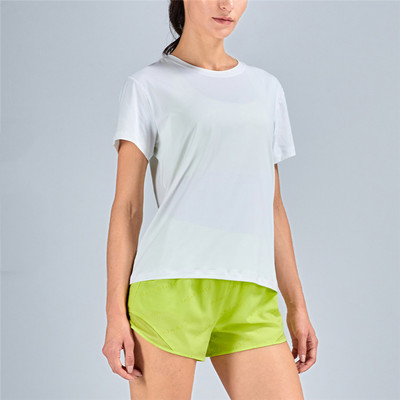 Vnazvnasi sieviešu sporta īsām piedurknēm ātri nožūst treniņu T-krekls, 80 neilona 20 spandekss ar šifona locītavu, elpojoši un brīvi krekli
