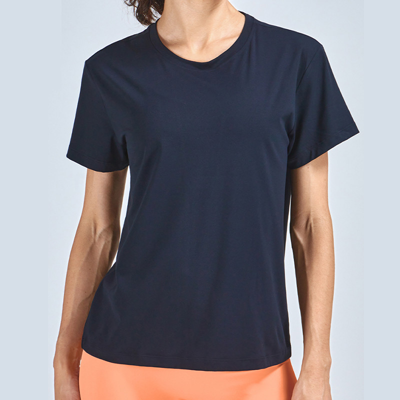 Vnazvnasi sieviešu sporta īsām piedurknēm ātri nožūst treniņu T-krekls, 80 neilona 20 spandekss ar šifona locītavu, elpojoši un brīvi krekli