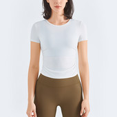 Női sport pólók Gyorsan száradó rövid ujjú, tömör edzőtermi fitnesz felsők Fényvédő, futó kocogó edzőpóló Női ruházat