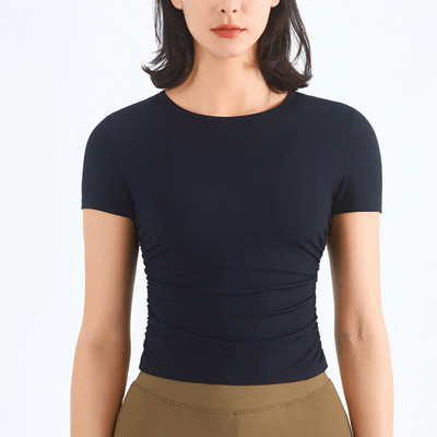 Női sport pólók Gyorsan száradó rövid ujjú, tömör edzőtermi fitnesz felsők Fényvédő, futó kocogó edzőpóló Női ruházat