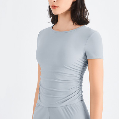 Női sport pólók Gyorsan száradó rövid ujjú, tömör edzőtermi fitnesz felsők Fényvédő, futó kocogó edzőpóló Női ruházat