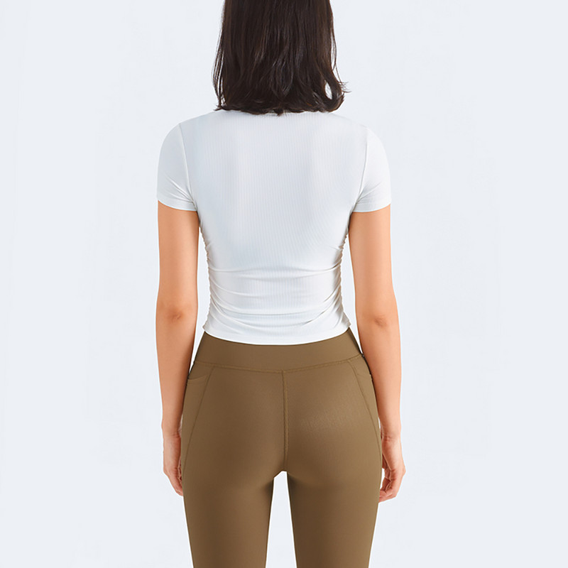 Női sport pólók Gyorsan száradó rövid ujjú, tömör edzőtermi fitnesz felsők Fényvédő, futó kocogó edzőpóló Női ruházat